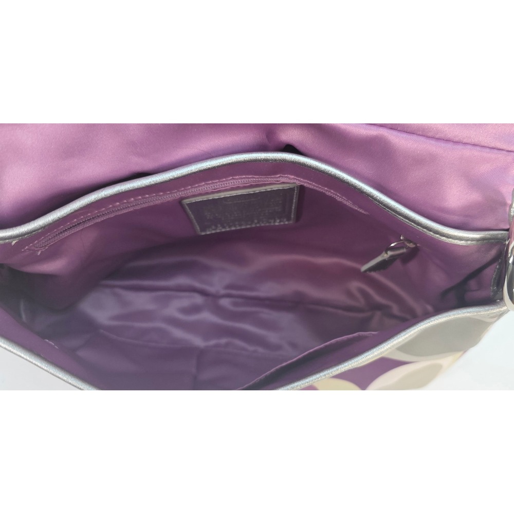 Coach Soho Optic Art Purple Silver Metallic Leather Shoulder Bag F17404 - Picture 3 of 9